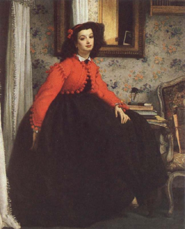 James Tissot Portrait of Mill L L,Called woman in Red Vest china oil painting image